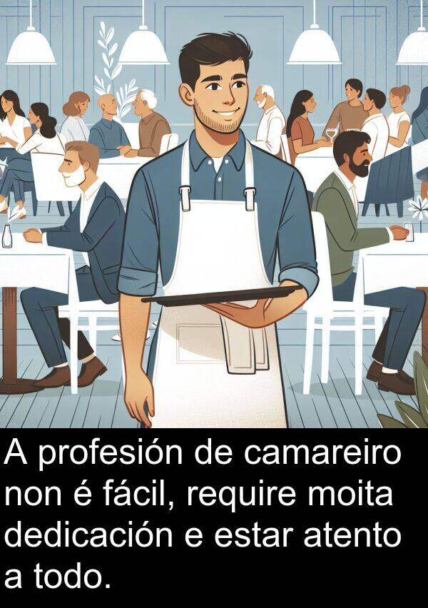 require: A profesión de camareiro non é fácil, require moita dedicación e estar atento a todo.