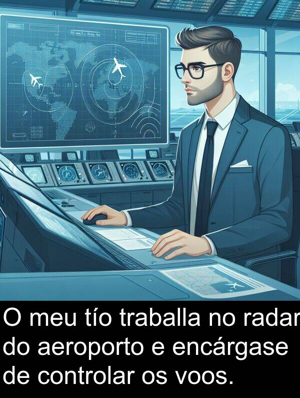 radar: O meu tío traballa no radar do aeroporto e encárgase de controlar os voos.