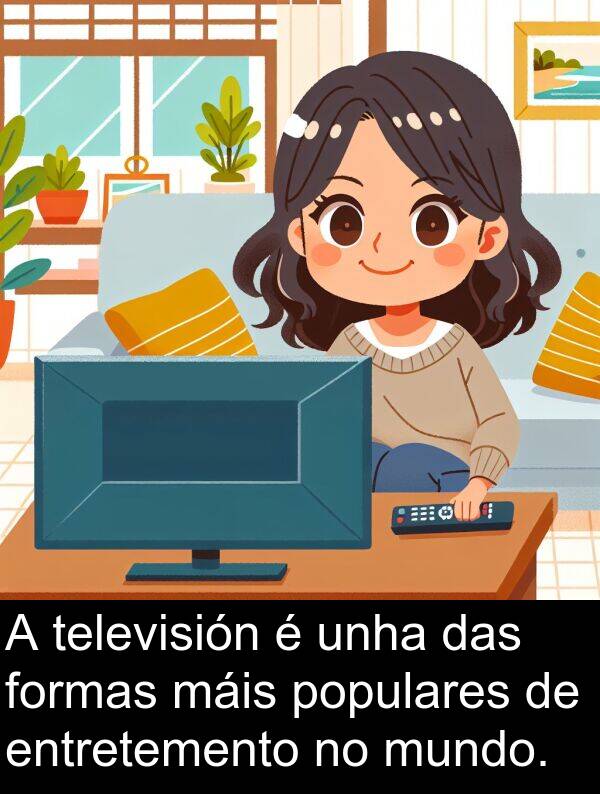 formas: A televisión é unha das formas máis populares de entretemento no mundo.