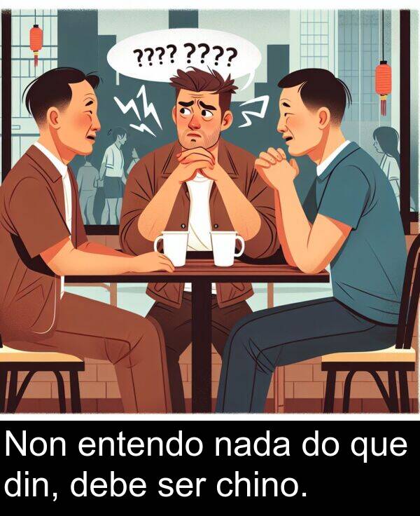 entendo: Non entendo nada do que din, debe ser chino.