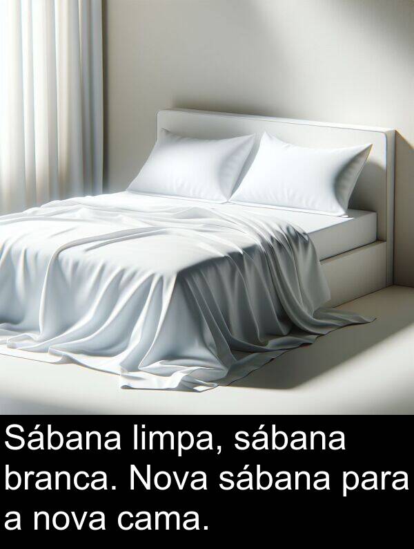 branca: Sábana limpa, sábana branca. Nova sábana para a nova cama.