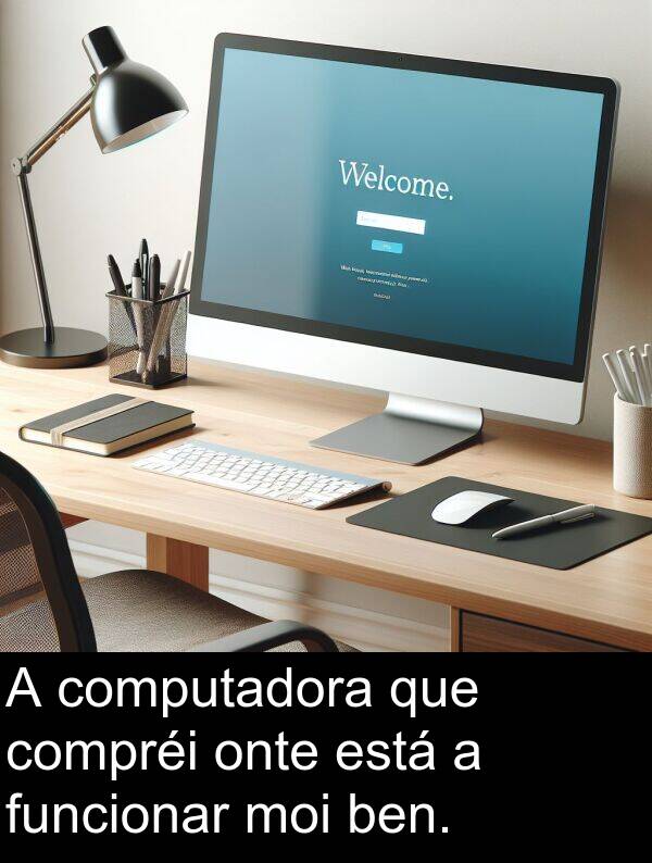 funcionar: A computadora que compréi onte está a funcionar moi ben.