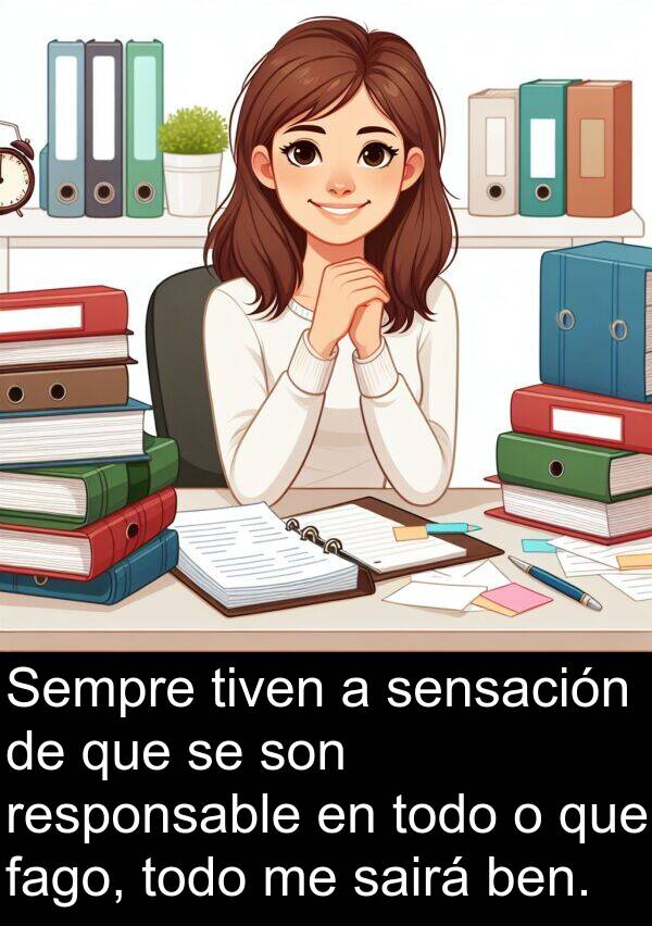 responsable: Sempre tiven a sensación de que se son responsable en todo o que fago, todo me sairá ben.