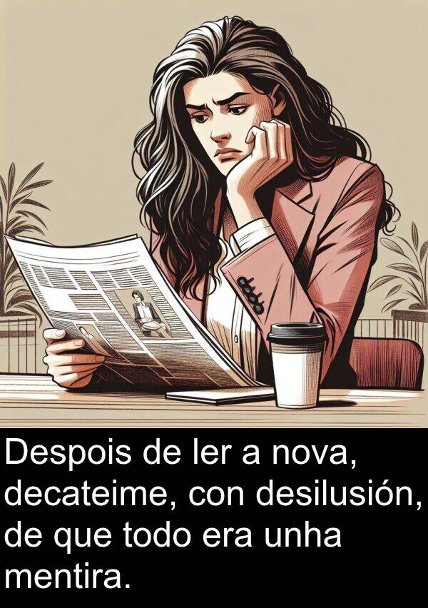 decateime: Despois de ler a nova, decateime, con desilusión, de que todo era unha mentira.