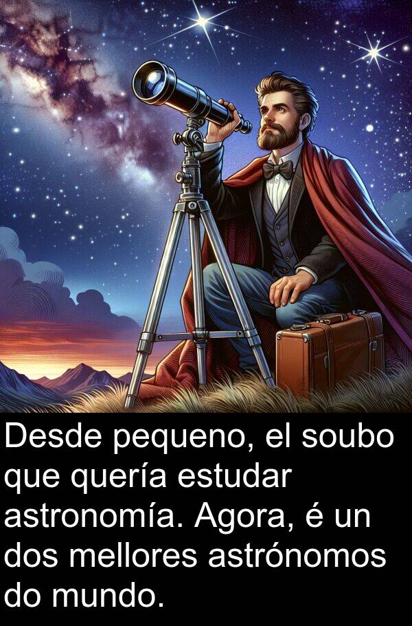estudar: Desde pequeno, el soubo que quería estudar astronomía. Agora, é un dos mellores astrónomos do mundo.