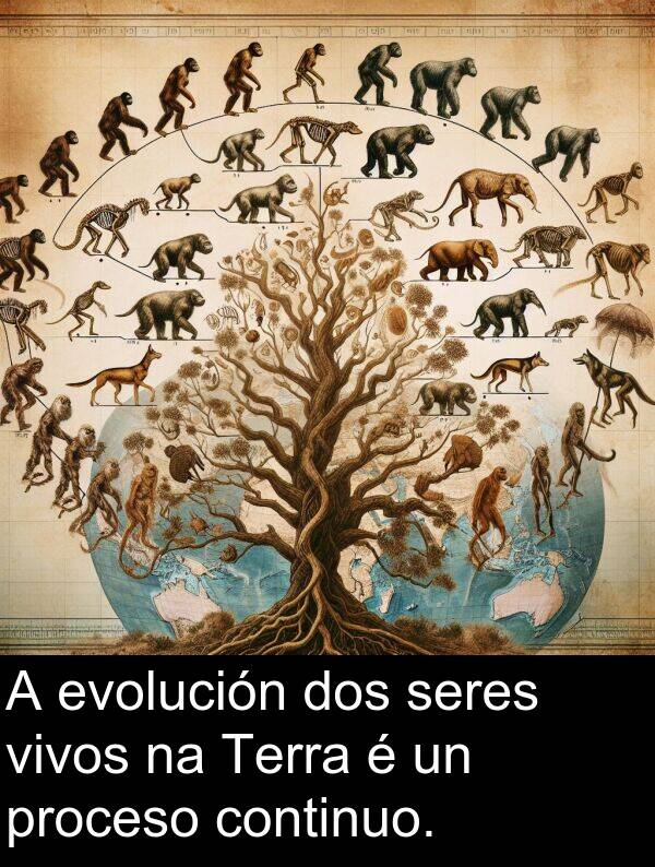 seres: A evolución dos seres vivos na Terra é un proceso continuo.