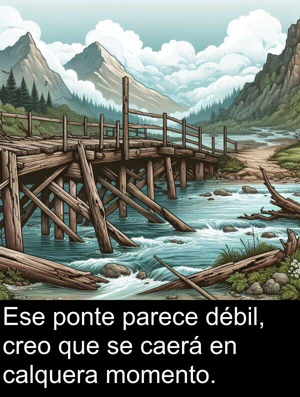 parece: Ese ponte parece débil, creo que se caerá en calquera momento.