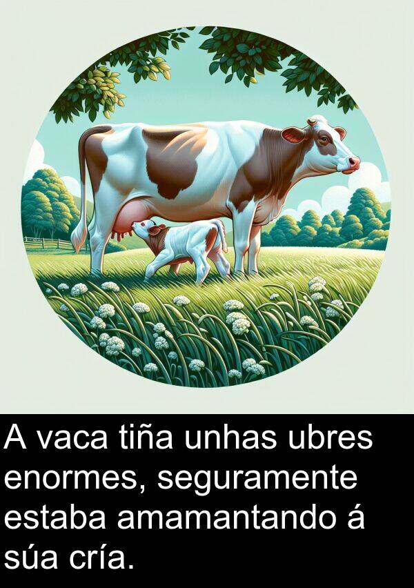 tiña: A vaca tiña unhas ubres enormes, seguramente estaba amamantando á súa cría.