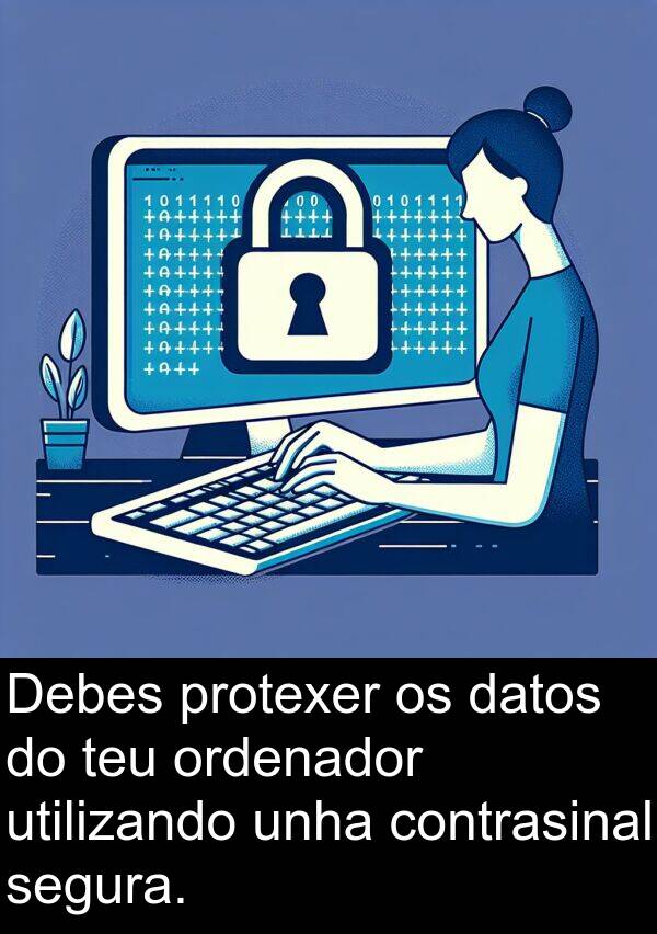 contrasinal: Debes protexer os datos do teu ordenador utilizando unha contrasinal segura.