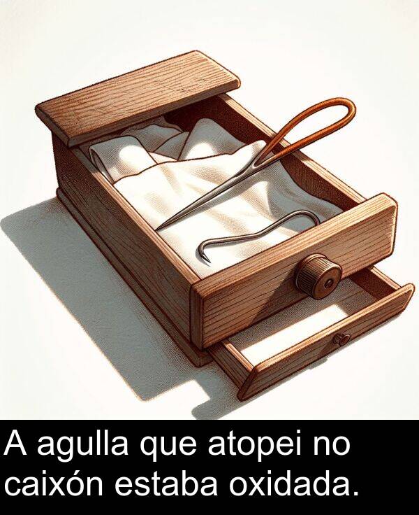 atopei: A agulla que atopei no caixón estaba oxidada.