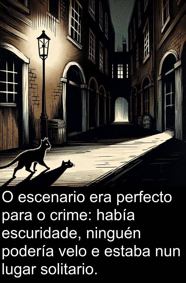 perfecto: O escenario era perfecto para o crime: había escuridade, ninguén podería velo e estaba nun lugar solitario.