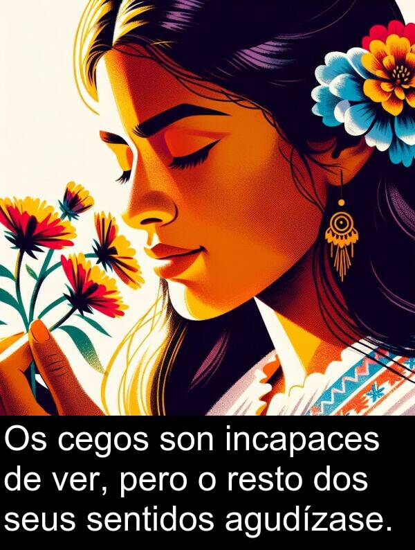 resto: Os cegos son incapaces de ver, pero o resto dos seus sentidos agudízase.