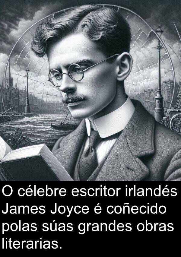escritor: O célebre escritor irlandés James Joyce é coñecido polas súas grandes obras literarias.