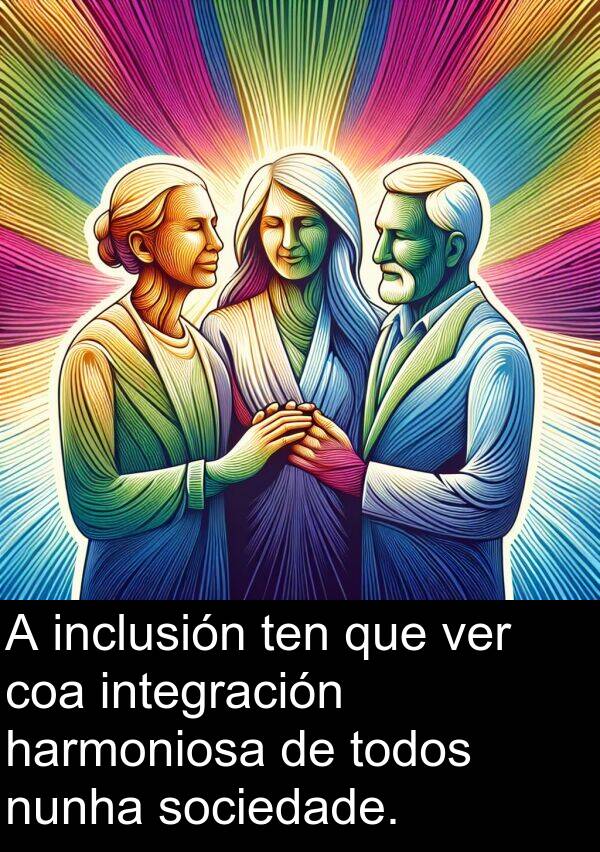 sociedade: A inclusión ten que ver coa integración harmoniosa de todos nunha sociedade.