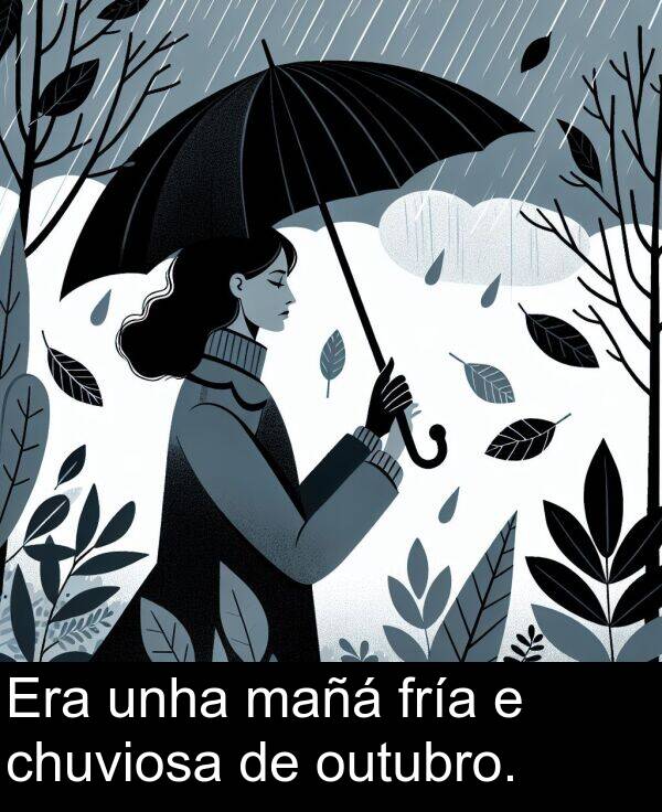 fría: Era unha mañá fría e chuviosa de outubro.