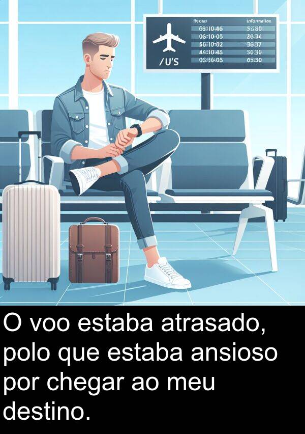 destino: O voo estaba atrasado, polo que estaba ansioso por chegar ao meu destino.