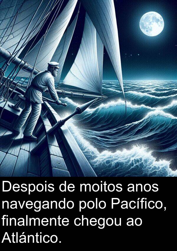 anos: Despois de moitos anos navegando polo Pacífico, finalmente chegou ao Atlántico.