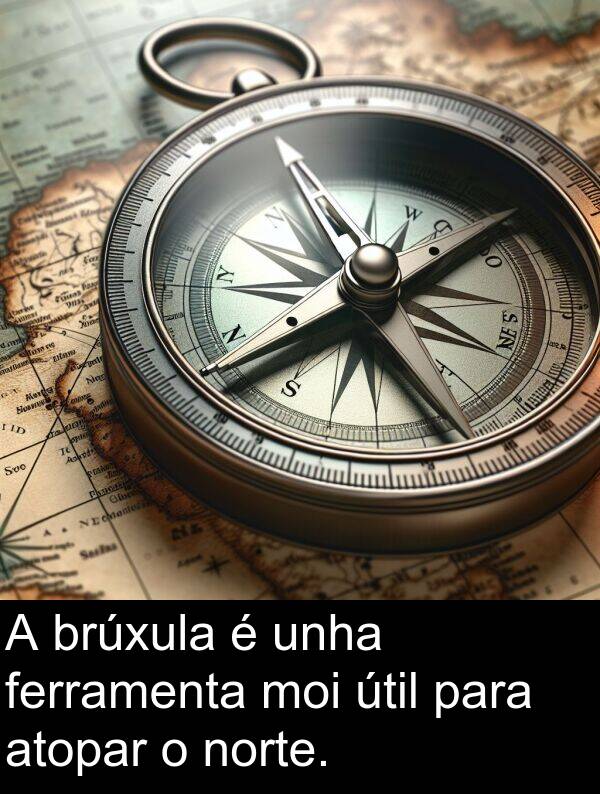 atopar: A brúxula é unha ferramenta moi útil para atopar o norte.