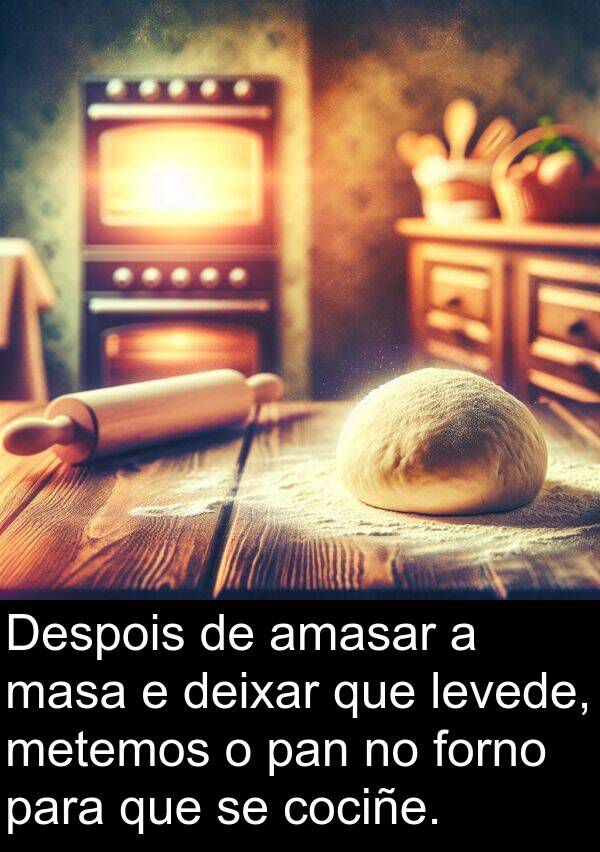 forno: Despois de amasar a masa e deixar que levede, metemos o pan no forno para que se cociñe.