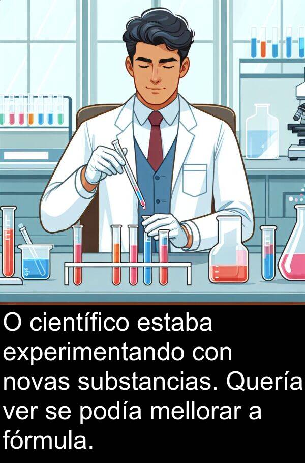 fórmula: O científico estaba experimentando con novas substancias. Quería ver se podía mellorar a fórmula.