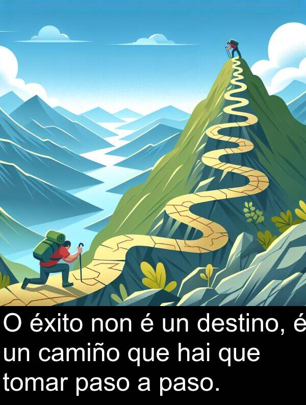 destino: O éxito non é un destino, é un camiño que hai que tomar paso a paso.