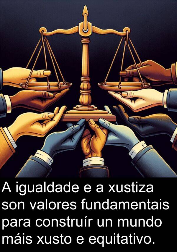 valores: A igualdade e a xustiza son valores fundamentais para construír un mundo máis xusto e equitativo.