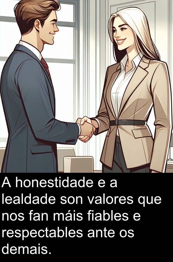 valores: A honestidade e a lealdade son valores que nos fan máis fiables e respectables ante os demais.