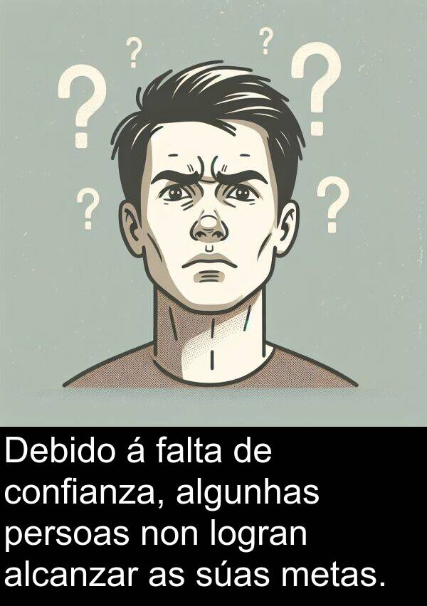 algunhas: Debido á falta de confianza, algunhas persoas non logran alcanzar as súas metas.