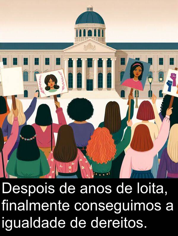 dereitos: Despois de anos de loita, finalmente conseguimos a igualdade de dereitos.