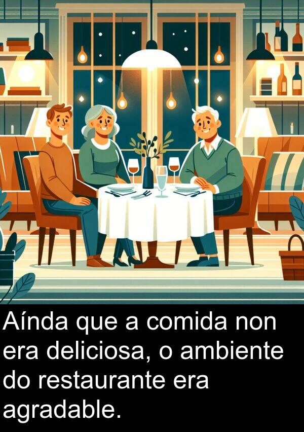 restaurante: Aínda que a comida non era deliciosa, o ambiente do restaurante era agradable.