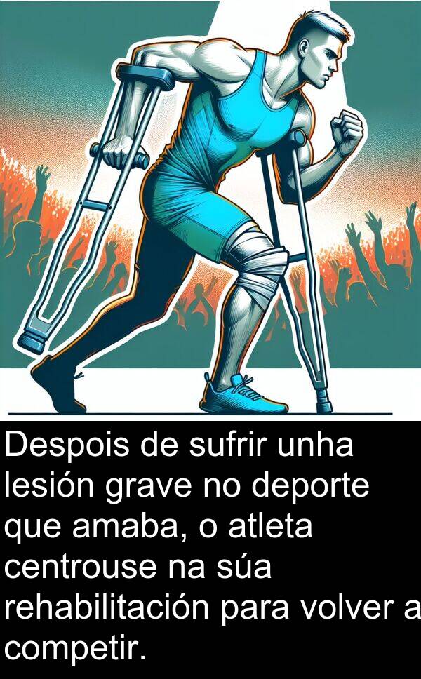 rehabilitación: Despois de sufrir unha lesión grave no deporte que amaba, o atleta centrouse na súa rehabilitación para volver a competir.