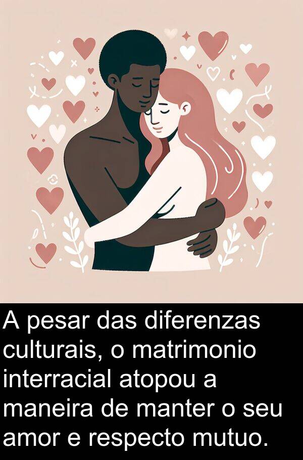 diferenzas: A pesar das diferenzas culturais, o matrimonio interracial atopou a maneira de manter o seu amor e respecto mutuo.