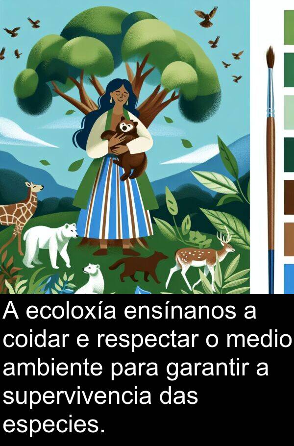 medio: A ecoloxía ensínanos a coidar e respectar o medio ambiente para garantir a supervivencia das especies.