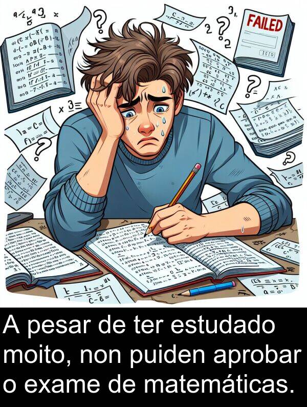pesar: A pesar de ter estudado moito, non puiden aprobar o exame de matemáticas.