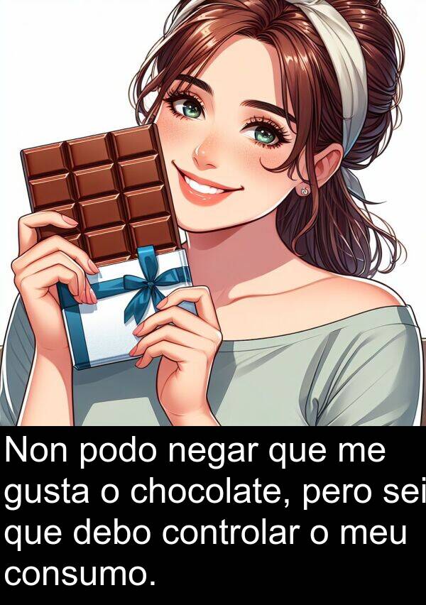 controlar: Non podo negar que me gusta o chocolate, pero sei que debo controlar o meu consumo.