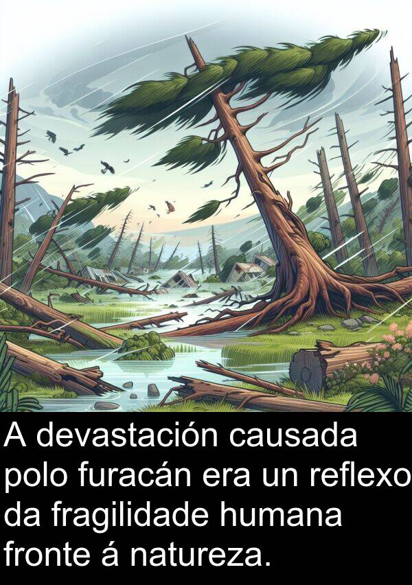 reflexo: A devastación causada polo furacán era un reflexo da fragilidade humana fronte á natureza.