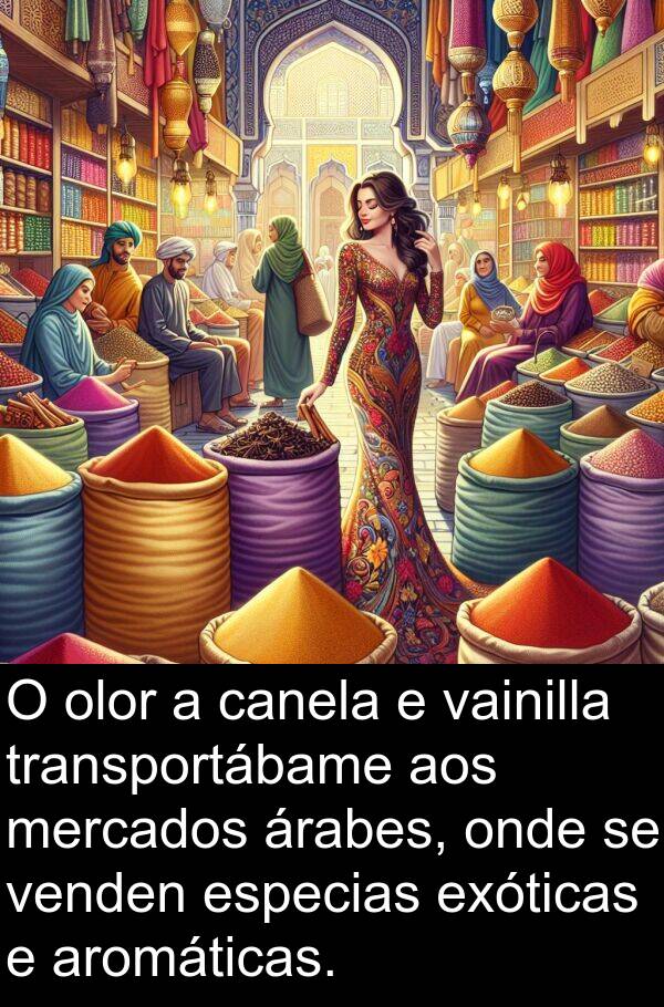 transportábame: O olor a canela e vainilla transportábame aos mercados árabes, onde se venden especias exóticas e aromáticas.