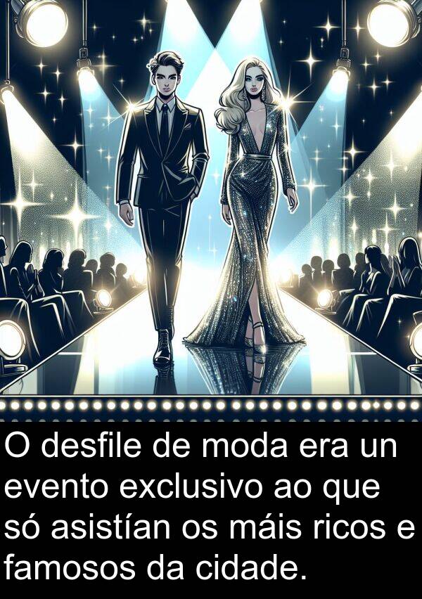 ricos: O desfile de moda era un evento exclusivo ao que só asistían os máis ricos e famosos da cidade.