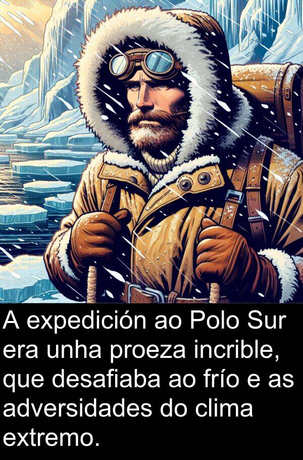 frío: A expedición ao Polo Sur era unha proeza incrible, que desafiaba ao frío e as adversidades do clima extremo.
