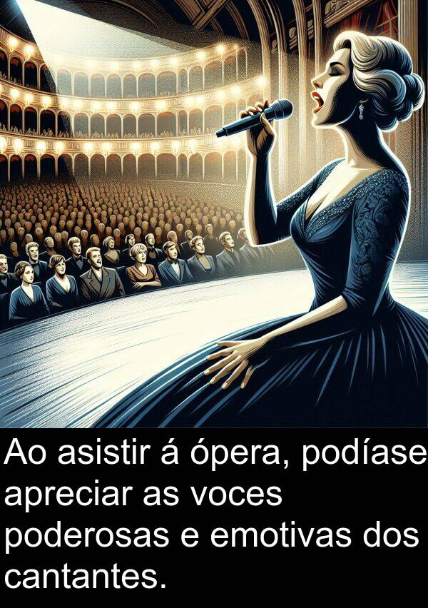 emotivas: Ao asistir á ópera, podíase apreciar as voces poderosas e emotivas dos cantantes.
