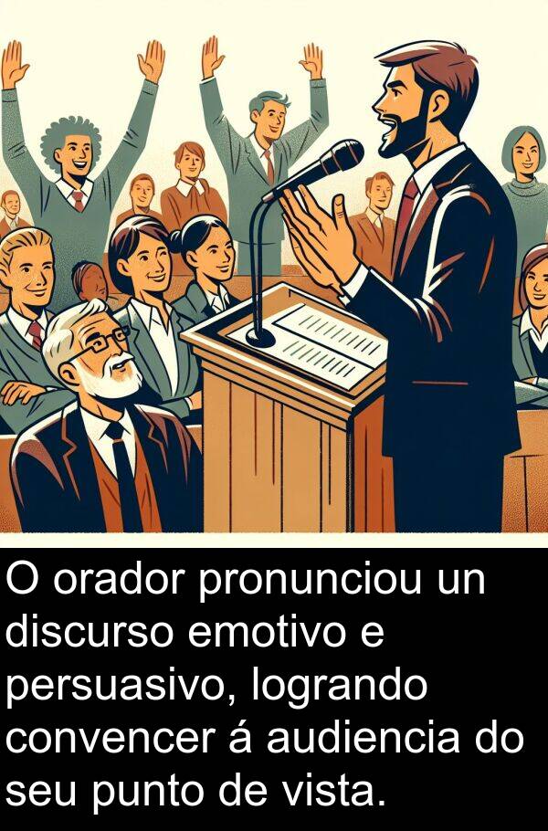 persuasivo: O orador pronunciou un discurso emotivo e persuasivo, logrando convencer á audiencia do seu punto de vista.
