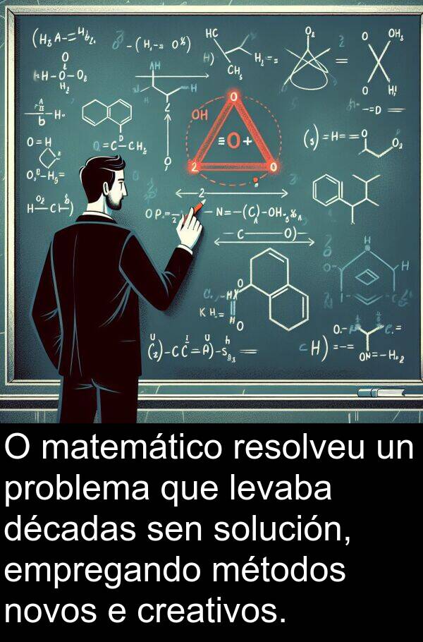 matemático: O matemático resolveu un problema que levaba décadas sen solución, empregando métodos novos e creativos.