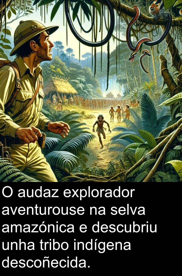 explorador: O audaz explorador aventurouse na selva amazónica e descubriu unha tribo indígena descoñecida.