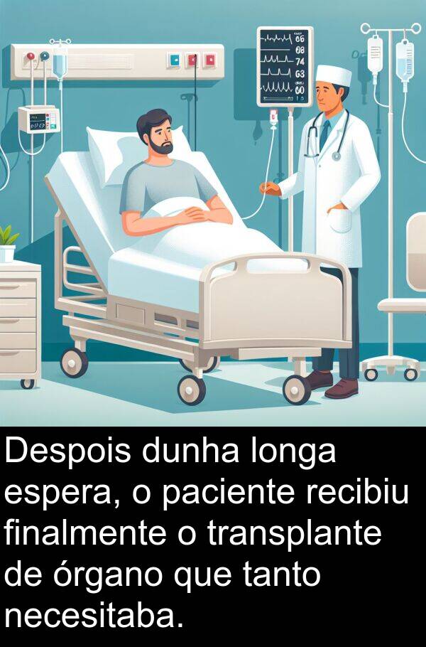 recibiu: Despois dunha longa espera, o paciente recibiu finalmente o transplante de órgano que tanto necesitaba.