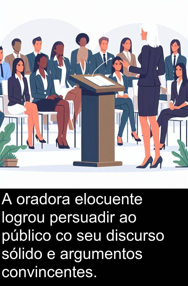 persuadir: A oradora elocuente logrou persuadir ao público co seu discurso sólido e argumentos convincentes.