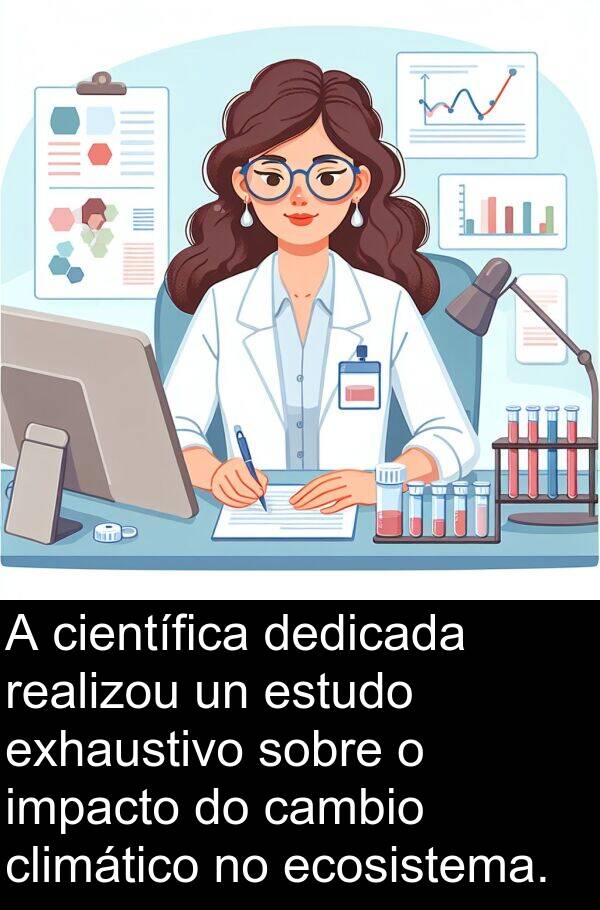 realizou: A científica dedicada realizou un estudo exhaustivo sobre o impacto do cambio climático no ecosistema.