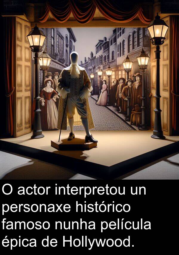 interpretou: O actor interpretou un personaxe histórico famoso nunha película épica de Hollywood.
