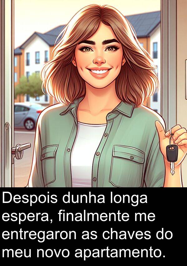 dunha: Despois dunha longa espera, finalmente me entregaron as chaves do meu novo apartamento.