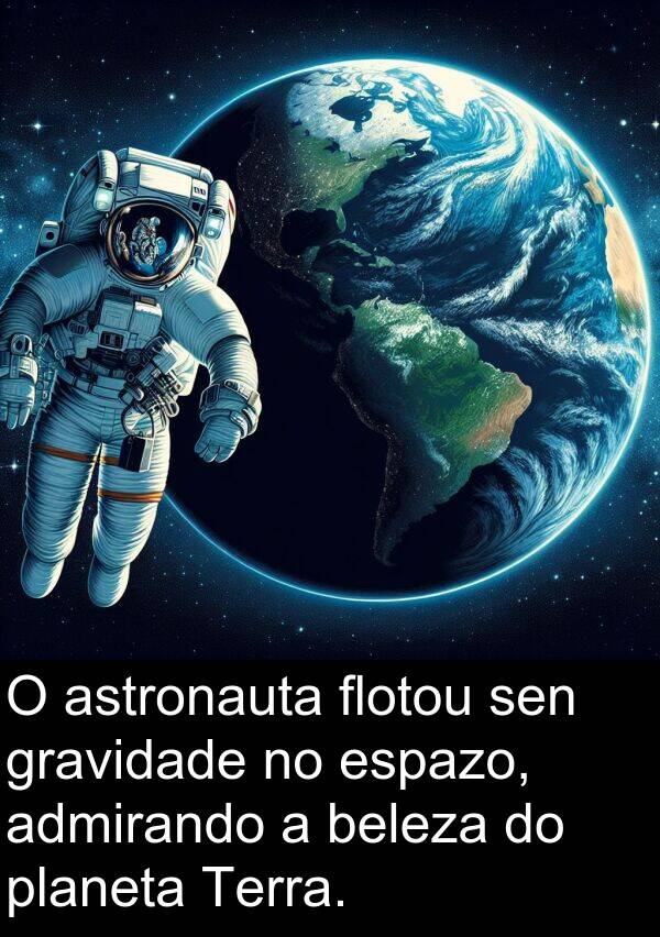 gravidade: O astronauta flotou sen gravidade no espazo, admirando a beleza do planeta Terra.