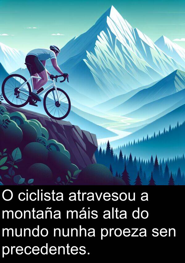 montaña: O ciclista atravesou a montaña máis alta do mundo nunha proeza sen precedentes.